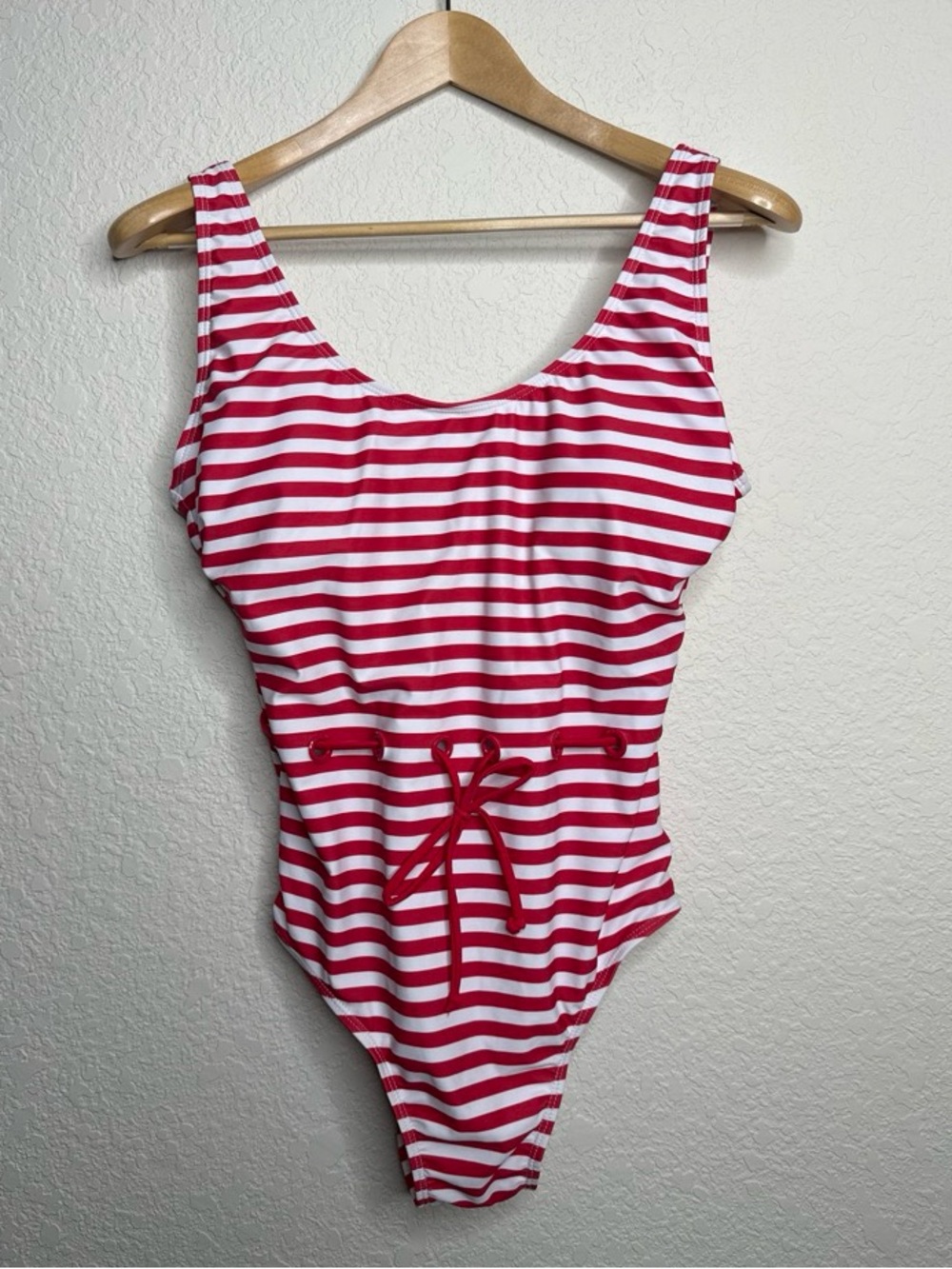 Juicy Couture Red White Striped One Piece Swimsuit NWT Size XL Nautical Resort